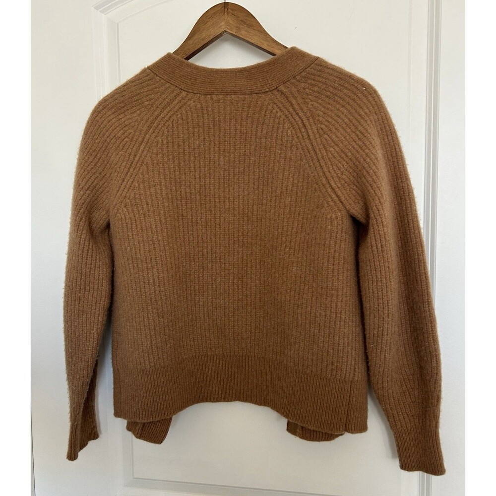 Everlane Womens Cardigan XS Felted Merino Sweater Chunky KNIT DEEP CAMEL COLOR - Picture 5 of 15
